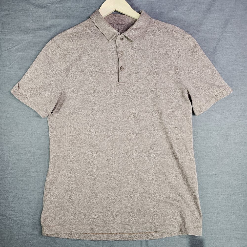 Lululemon Polo 3 Button Heathered Brown/Mauve Men's Large